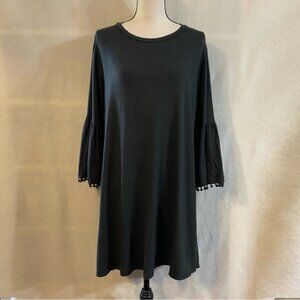 Johnny Was Calmé deep green flute sleeve bamboo organic cotton swing dress